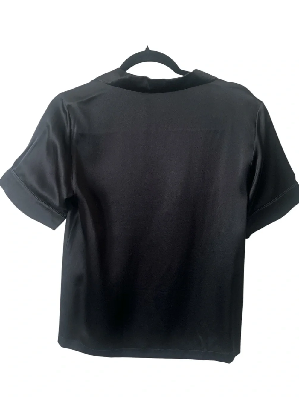 NWT Cozy Earth Serenity Silk Classic Pajama Top Black XS 100% Silk Luxury